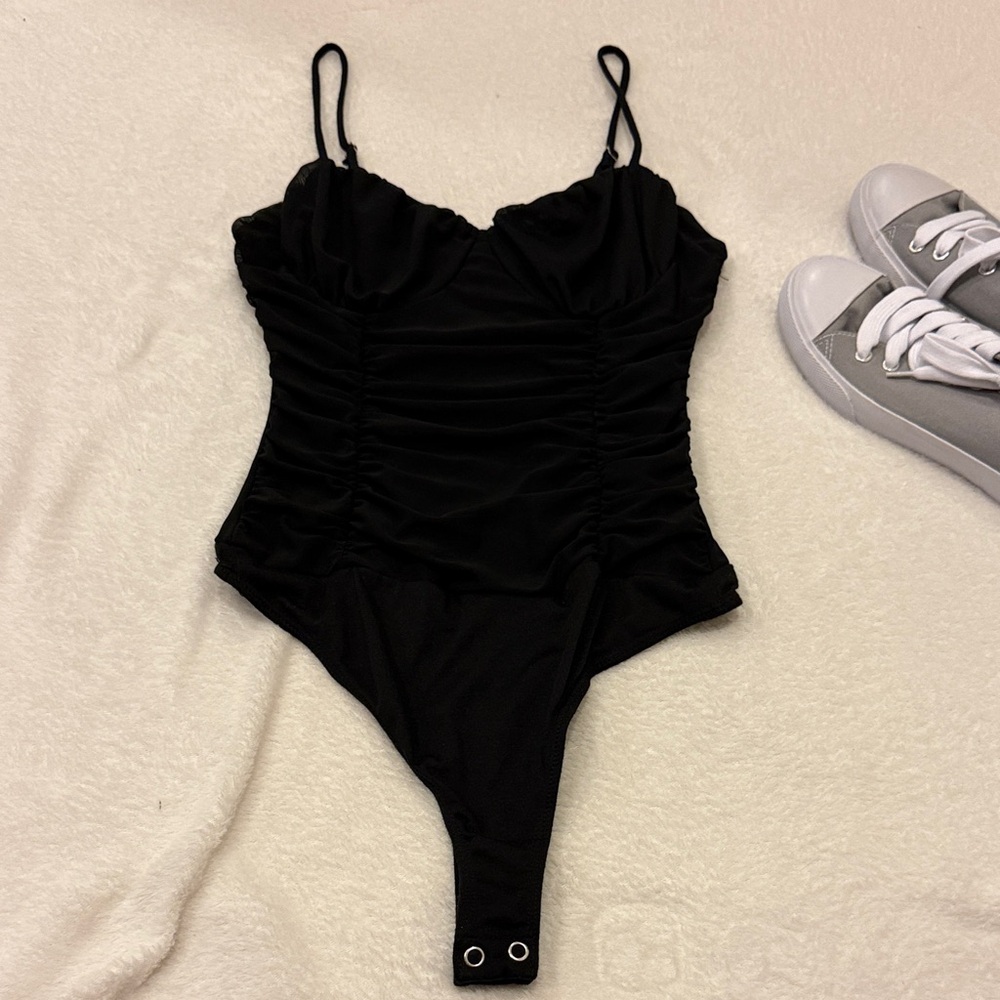 Forever 21 Black Ruched Bodysuit